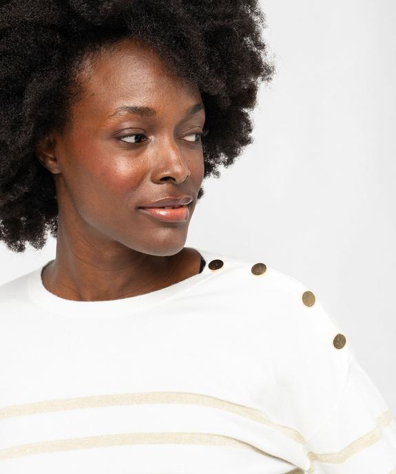 Pull fin à rayures pailletées avec boutons sur l’épaule femme vue2 - GEMO 4G FEMME - GEMO