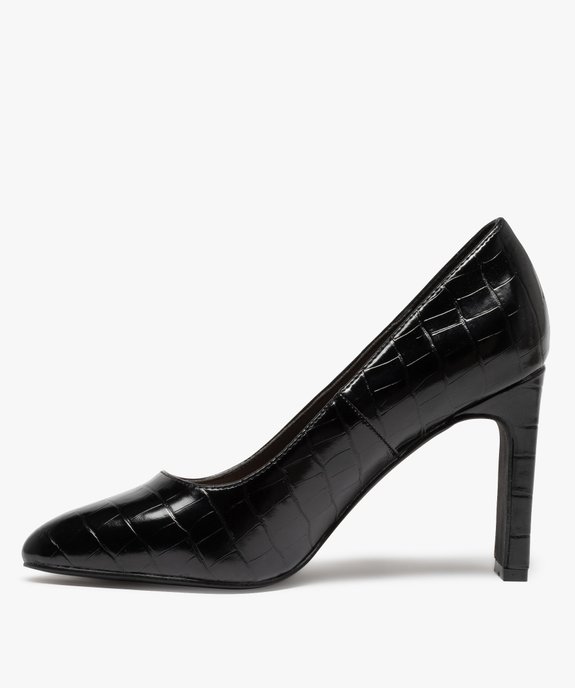 Escarpins femme à talon dessus imitation croco vue3 - GEMO(URBAIN) - GEMO