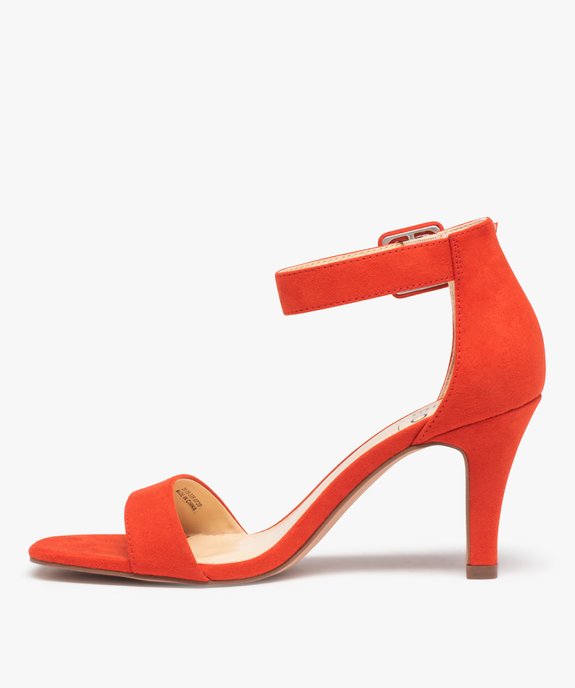 Sandales femme à talon fermé dessus suédine unie vue3 - GEMO(URBAIN) - GEMO