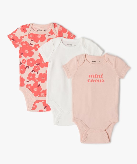 Body bébé fille à manches courtes (lot de 3) vue1 - GEMO 4G BEBE - GEMO