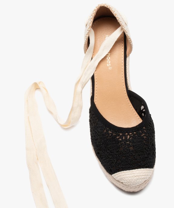 Sandales femme compensées dessus macramé et lacets ruban vue5 - SANS MARQUE - GEMO