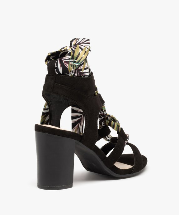 Sandales femme à talon carré et laçage foulard vue4 - GEMO(URBAIN) - GEMO
