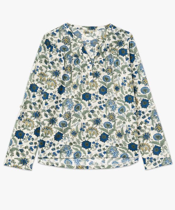 Tee-shirt à manches longues imprimé avec col boutonné femme vue4 - GEMO 4G FEMME - GEMO