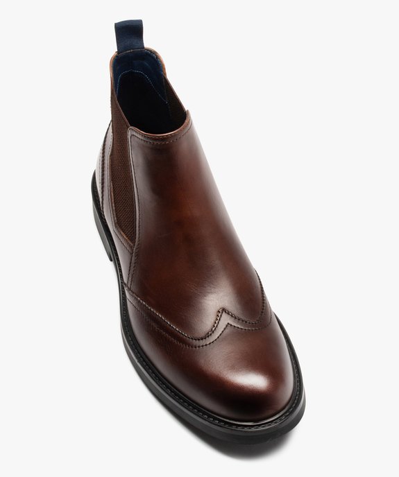Boots homme unies dessus cuir à bout golf – Tanéo vue5 - TANEO - GEMO