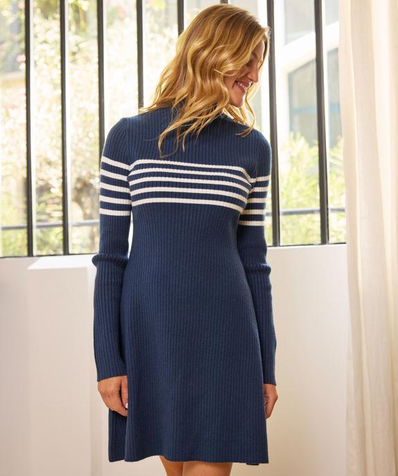 Robe courte en maille côtelée à rayures femme - LuluCastagnette vue1 - LULUCASTAGNETTE - GEMO