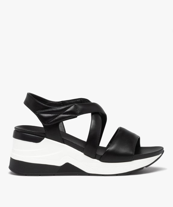 Sandales femme compensées style baskets à brides unies vue1 - GEMO(URBAIN) - GEMO