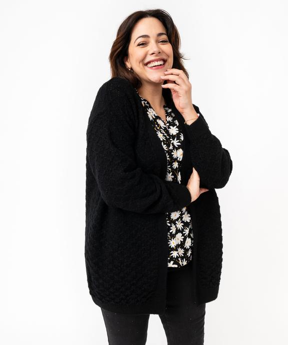 Gilet long porté ouvert en maille pailletée femme grande taille vue1 - GEMO (G TAILLE) - GEMO