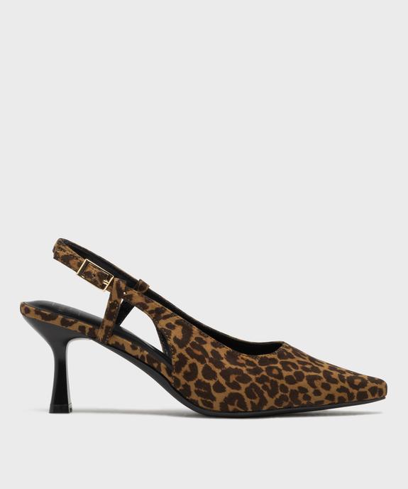 Escarpins sling-back léopard à bout pointu et talon femme - Follow Me vue1 - FOLLOW ME - GEMO