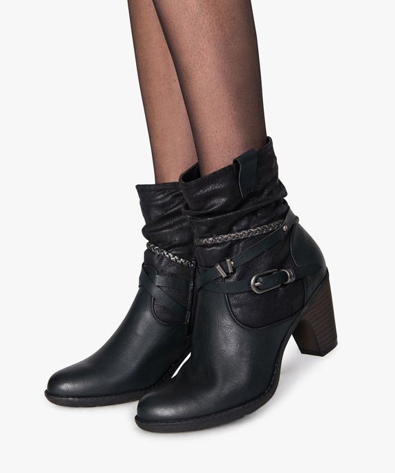 Bottines femme à talon tige plissée et brides fantaisie vue1 - VALENTINA BALDA - GEMO