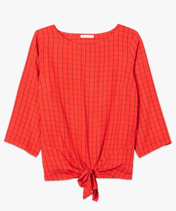 Blouse femme à carreaux manches 3/4 et nœud devant vue4 - GEMO(FEMME PAP) - GEMO