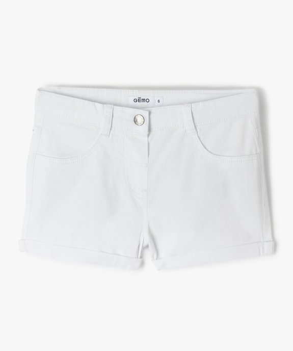Short en coton stretch avec revers fille vue1 - GEMO (JUNIOR) - GEMO