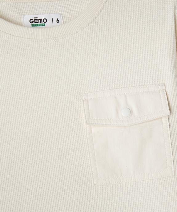 Tee-shirt manches longues en maille nid d’abeille garçon - GEMO 4G GARCON Tee-shirt manches longues en maille nid d’abeille garçon vue2 - GEMO 4G GARCON - GEMO