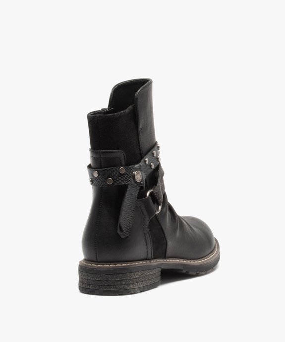 Boots femme plates dessus drapé et brides décoratives vue4 - GEMO (CASUAL) - GEMO