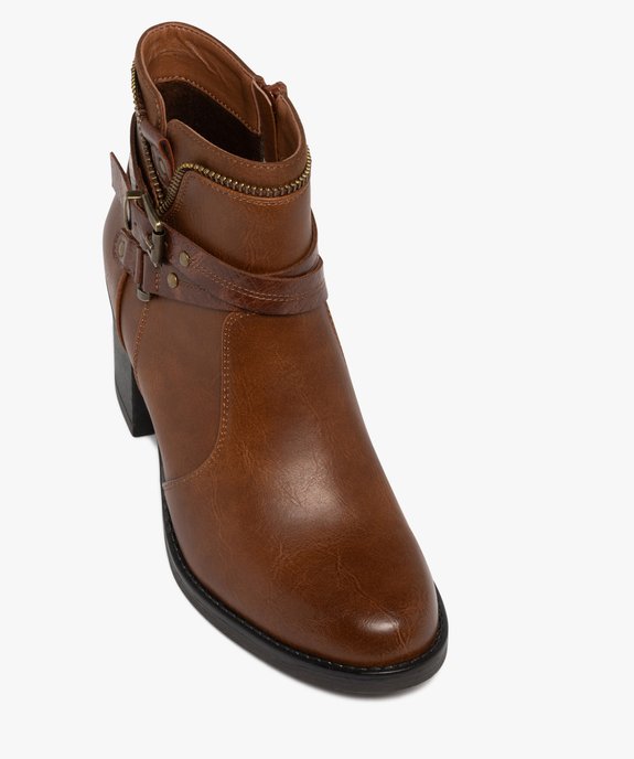 Boots femme à talon carré avec zip intérieur et col fantaisie vue6 - GEMO(URBAIN) - GEMO