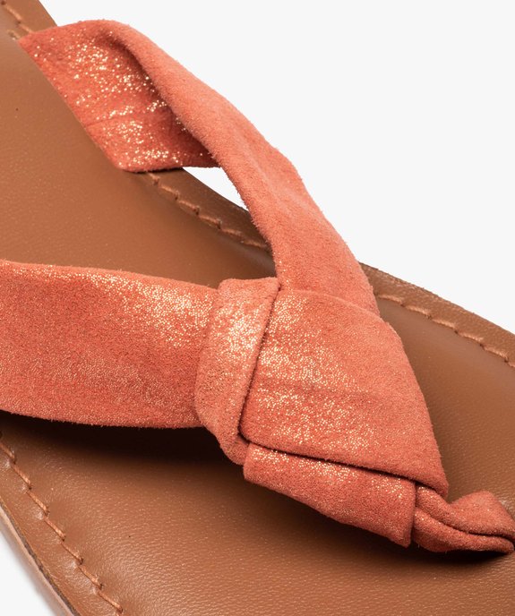 Tongs femme à large bride en cuir finement pailleté vue6 - GEMO (CASUAL) - GEMO