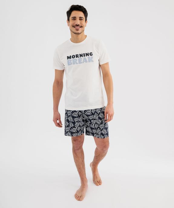 Pyjashort bicolore en coton homme vue1 - GEMO 4G HOMME - GEMO
