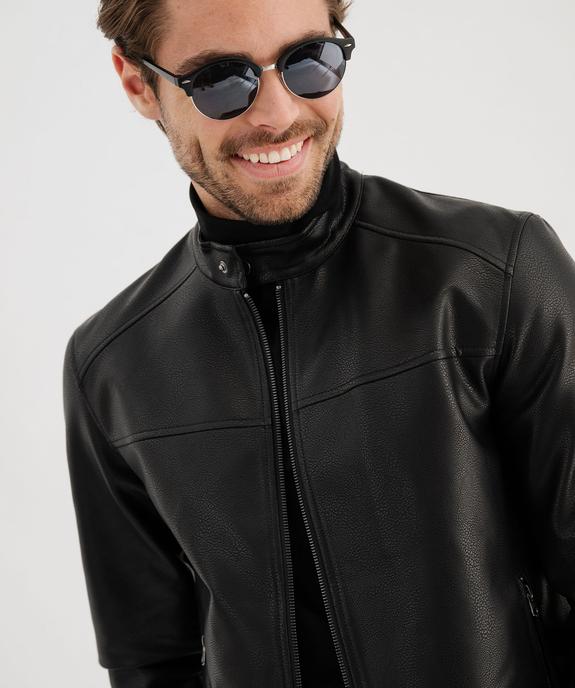 Blouson en cuir imitation avec fermeture zippée homme vue2 - GEMO (HOMME) - GEMO