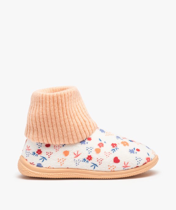 Chaussons fille boots en velours imprimé et col chaussette vue1 - GEMO (ENFANT) - GEMO