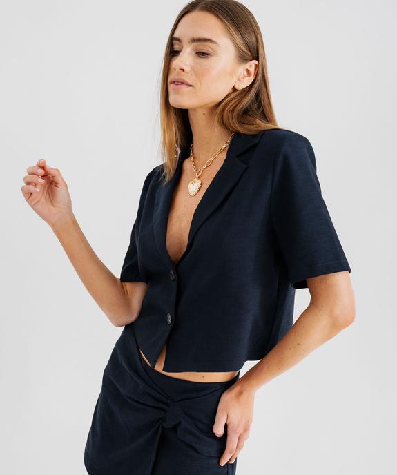 Blazer à manches courtes et coupe courte femme vue1 - GEMO(FEMME PAP) - GEMO