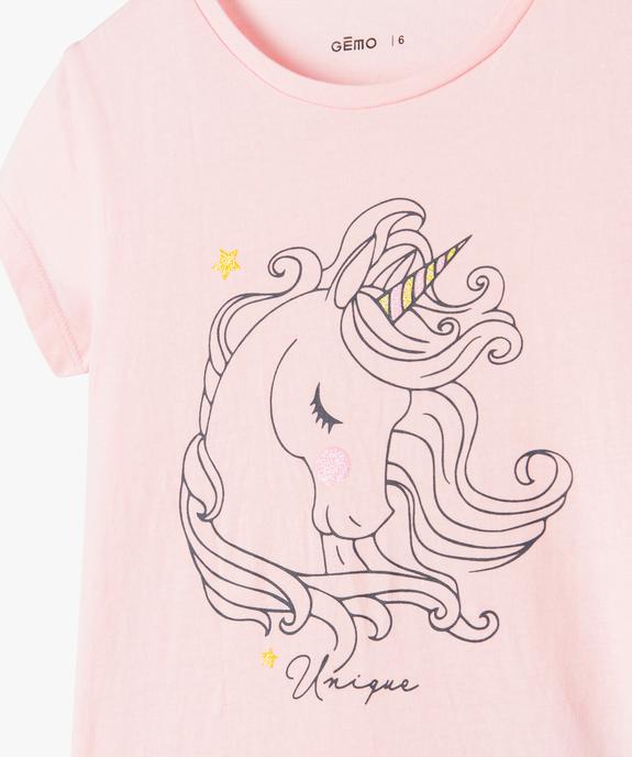 Tee-shirt fille pastel à motif pailleté vue2 - GEMO (ENFANT) - GEMO