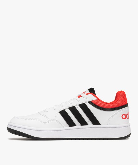 Baskets garçon à bandes contrastantes et avec col à liseré Hoops lo - Adidas vue3 - ADIDAS - GEMO
