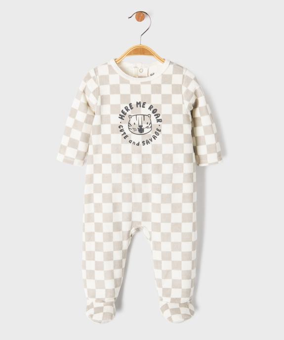 Pyjama en velours à motifs damiers bébé garçon vue1 - GEMO 4G BEBE - GEMO
