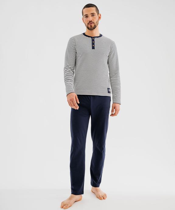 Pyjama avec haut rayé homme - LuluCastagnette vue1 - LULUCASTAGNETTE - GEMO