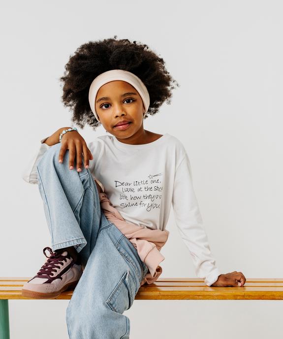 Tee-shirt manches longues avec inscriptions fille vue1 - GEMO 4G FILLE - GEMO