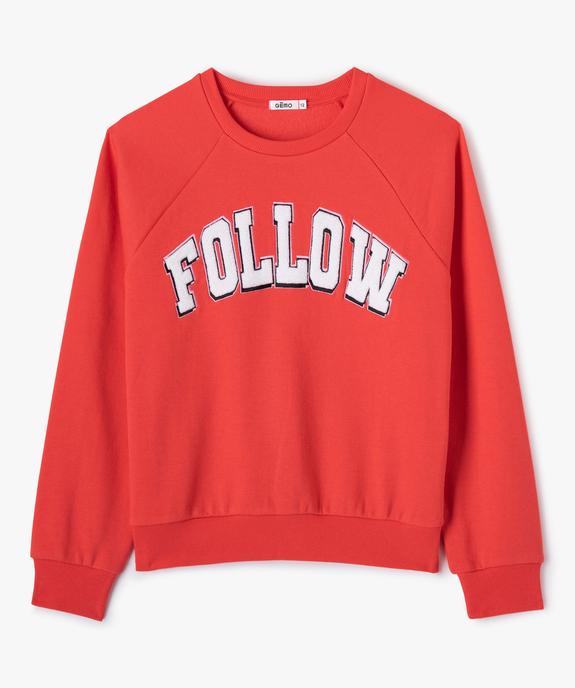 Sweat fille avec inscription brodée en relief vue1 - GEMO (JUNIOR) - GEMO