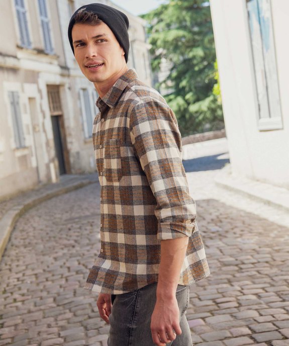 Chemise homme à carreaux aspect flanelle vue6 - GEMO (HOMME) - GEMO