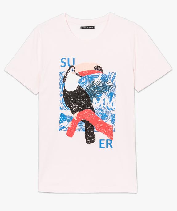 Tee-shirt uni à manches courtes et imprimé coloré vue4 - GEMO (HOMME) - GEMO