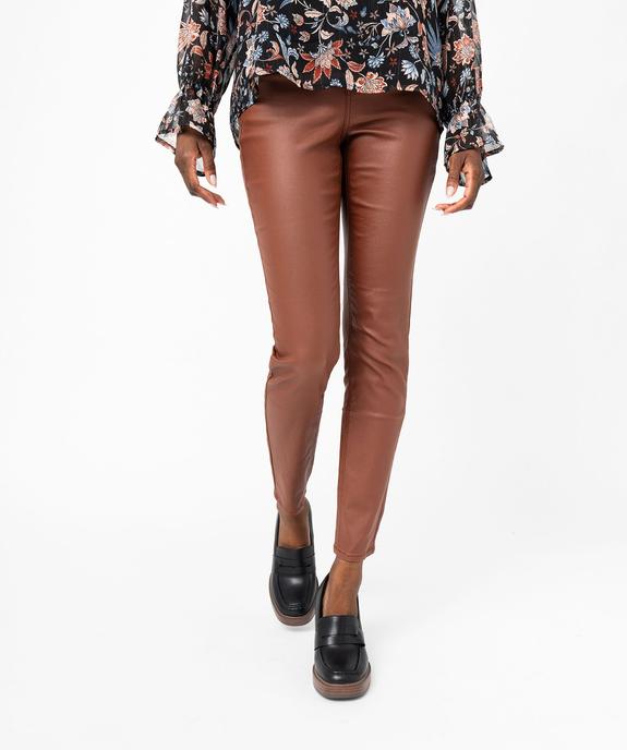 Pantalon skinny enduit push-up taille haute femme vue2 - GEMO 4G FEMME - GEMO
