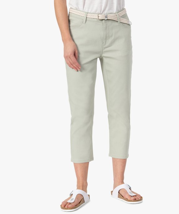 Pantacourt femme  en toile extensible avec ceinture tressée vue1 - GEMO(FEMME PAP) - GEMO