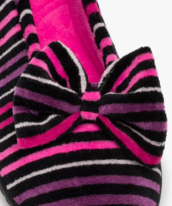 Chaussons femme ballerines rayées en velours - Isotoner vue6 - ISOTONER - GEMO
