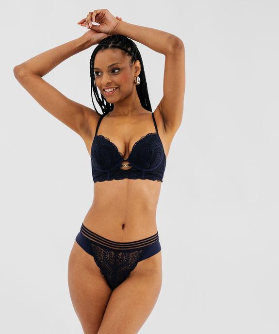 Tanga en dentelle et microfibre femme vue3 - GEMO(HOMWR FEM) - GEMO