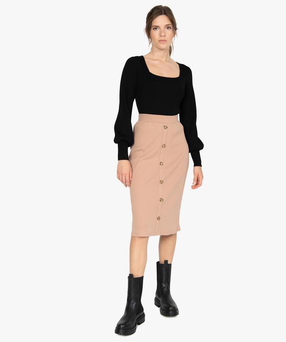 Pull femme en maille côtelée avec grand col carré vue5 - GEMO(FEMME PAP) - GEMO