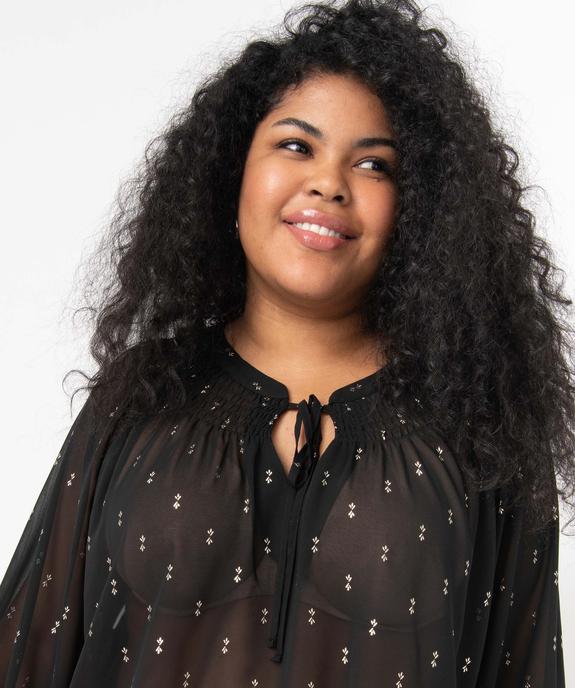 Blouse femme grande taille en voile imprimé brillant et smocks vue2 - GEMO (G TAILLE) - GEMO