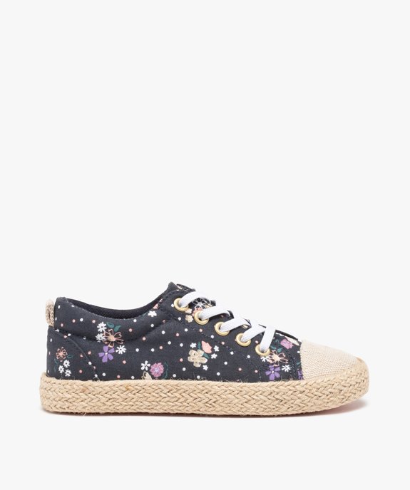 Baskets fille en toile imprimée et semelle recouverte de corde vue1 - GEMO 4G FILLE - GEMO