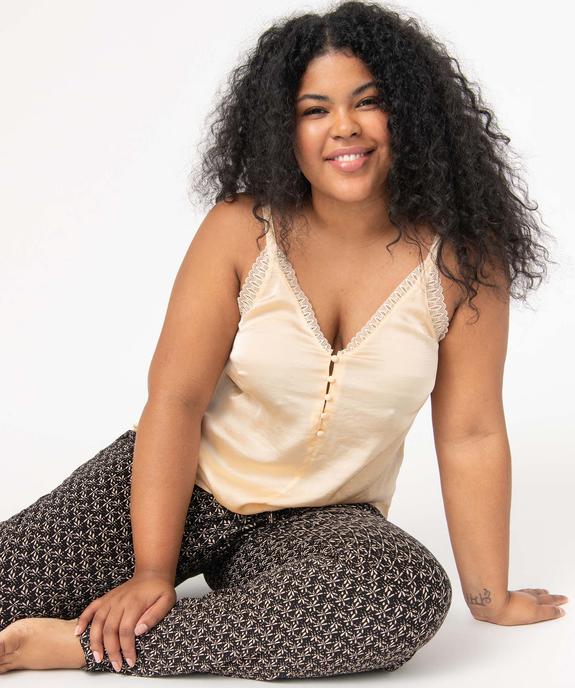Débardeur femme grande taille en satin, viscose stretch et dentelle vue1 - GEMO(HOMWR FEM) - GEMO
