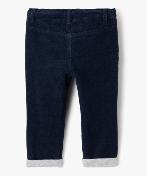 Pantalon bébé garçon en velours doublé jersey vue3 - GEMO(BEBE DEBT) - GEMO