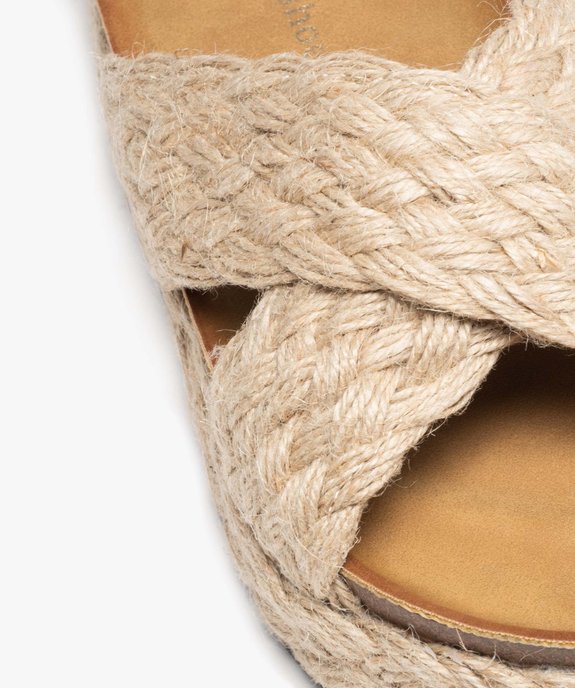 Mules femme unies à talon compensé en corde tressée vue6 - SANS MARQUE - GEMO