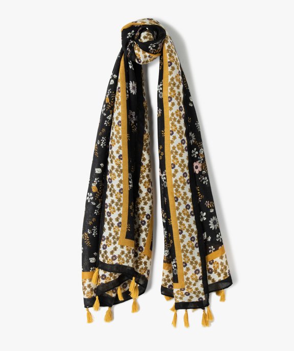 Foulard femme à motifs fleuris et finitions pompons vue1 - GEMO (ACCESS) - GEMO