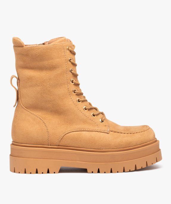 Boots femme unies à semelle épaisse crantée et à zip vue2 - GEMO (CASUAL) - GEMO