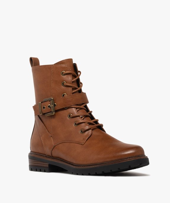 Boots femme à semelle crantée avec zip et bout amande vue3 - GEMO 4G FEMME - GEMO