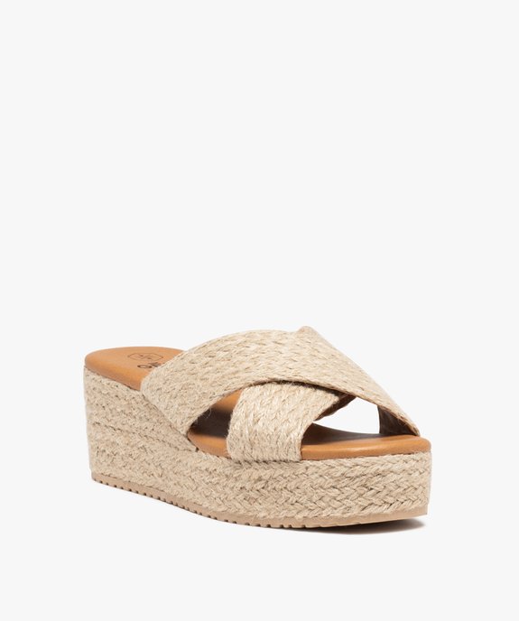 Mules femme plateforme à brides en corde tressée vue3 - GEMO(URBAIN) - GEMO