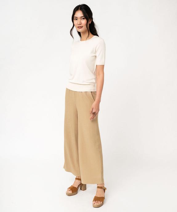 Pantacourt large en maille gaufrée femme vue5 - GEMO(FEMME PAP) - GEMO