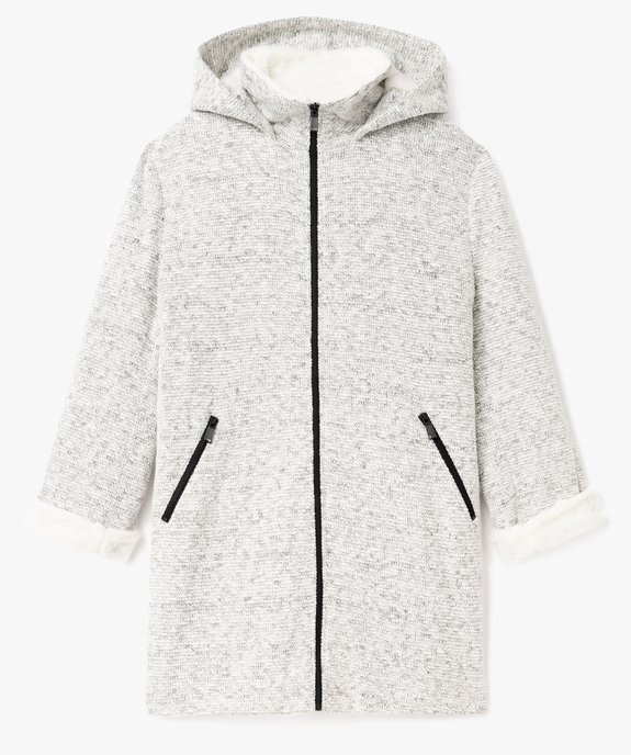 Manteau à capuche en maille bouclette et doublure peluche femme grande taille vue2 - GEMO (G TAILLE) - GEMO