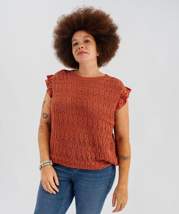Pull sans manches ajouré façon crochet femme vue2 - GEMO 4G GT - GEMO
