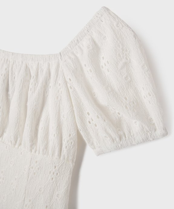 Robe courte en broderie anglaise fille vue2 - GEMO (JUNIOR) - GEMO