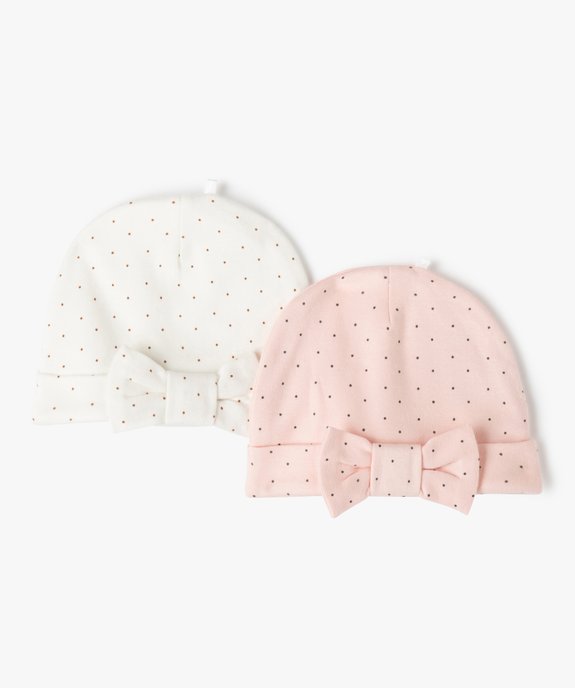 Bonnets de naissance bébé fille en coton (lot de 2) vue1 - GEMO(BB COUCHE) - GEMO